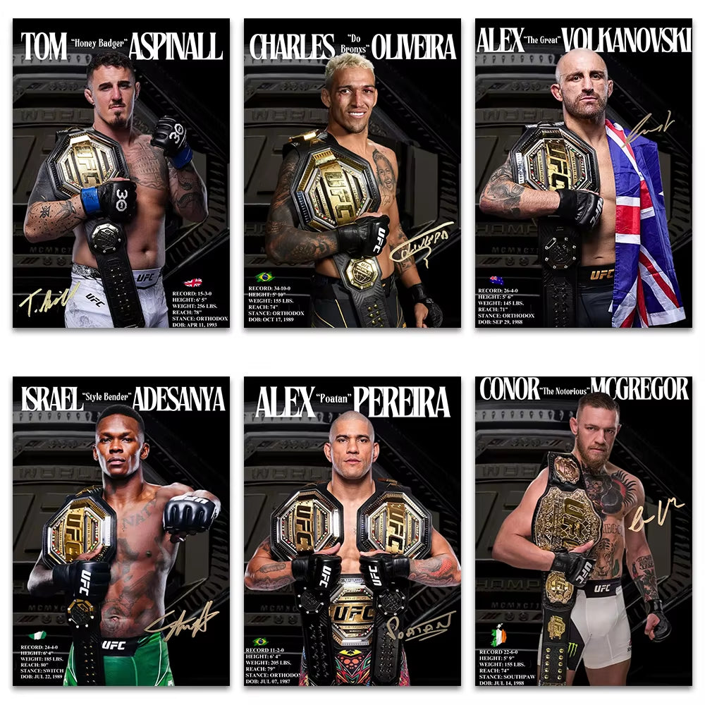 Boxing Fighting Star Canvas Wall Art Print Poster MMA Decorative Painting Modern Home Decor Boxing Sports Lover Gift Unframed